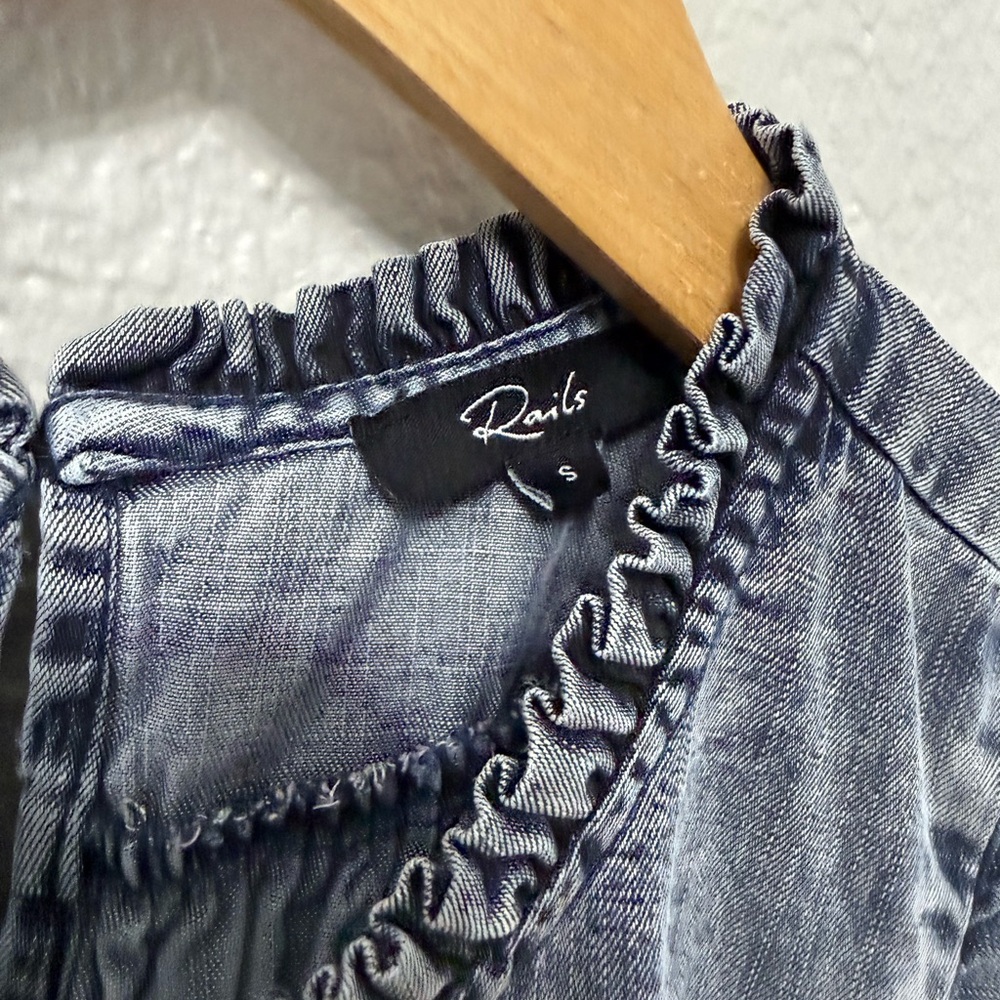 Rails Denim Ruffle Sleeve Top - Picture 2 of 4